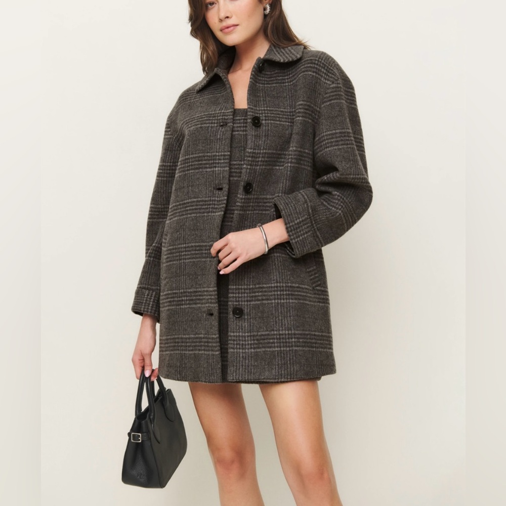 Reformation wall blend, Irene jacket, charcoal plaid NWT